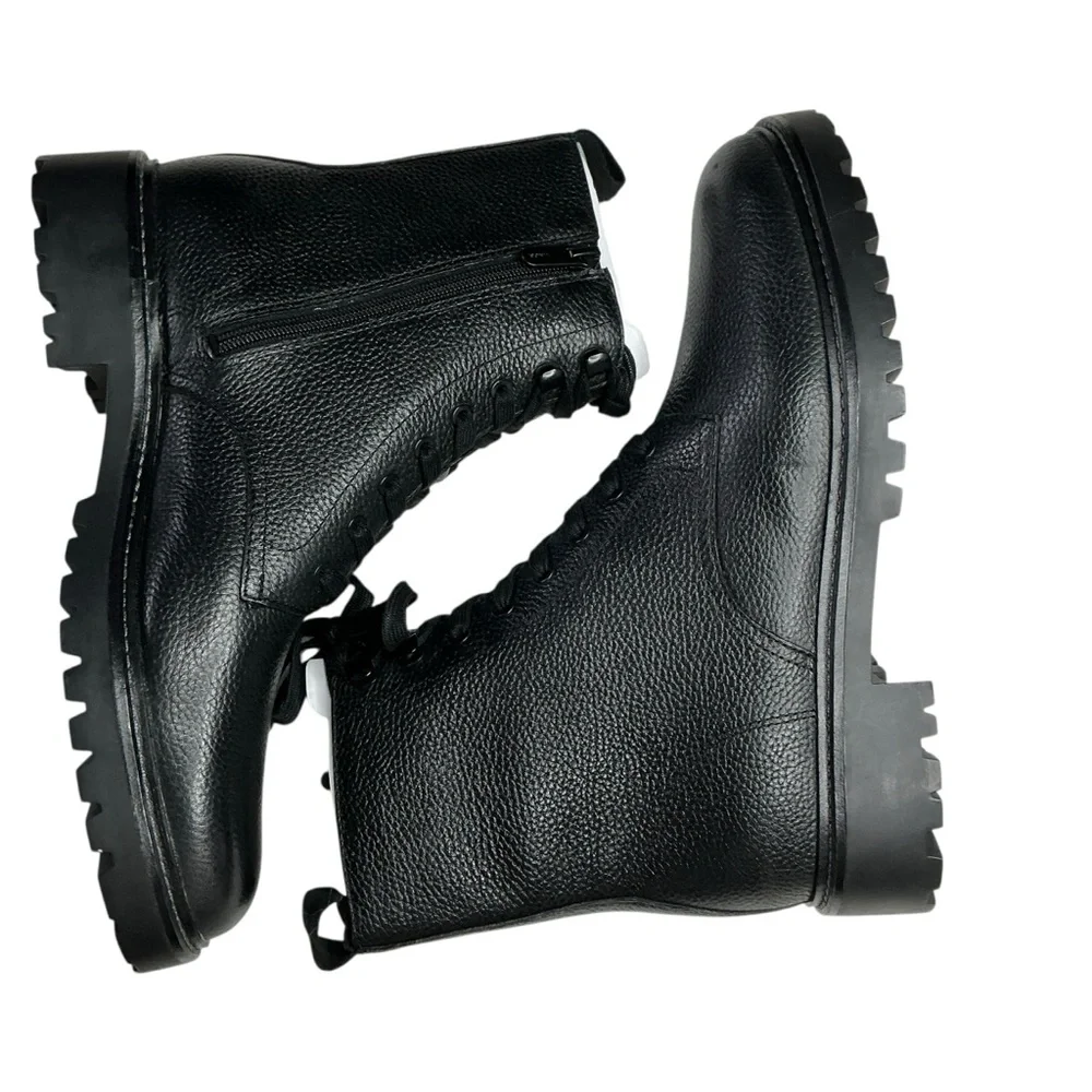 Vince Dominic Black Textured Leather Boots Men's Size 9 NWT/Box